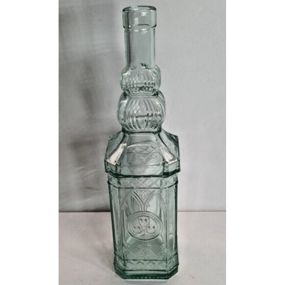 Vintage Old Green Glass Coloured Bottle Gothic Arches Decanter Apothecary - Picture 3 of 7